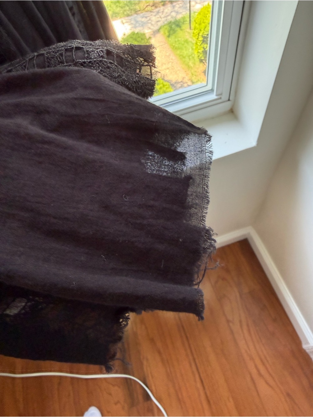 Free People One Verona Dress M Black Sheer Lace Trim Ruffle Whimsigoth Mini - Picture 5 of 10